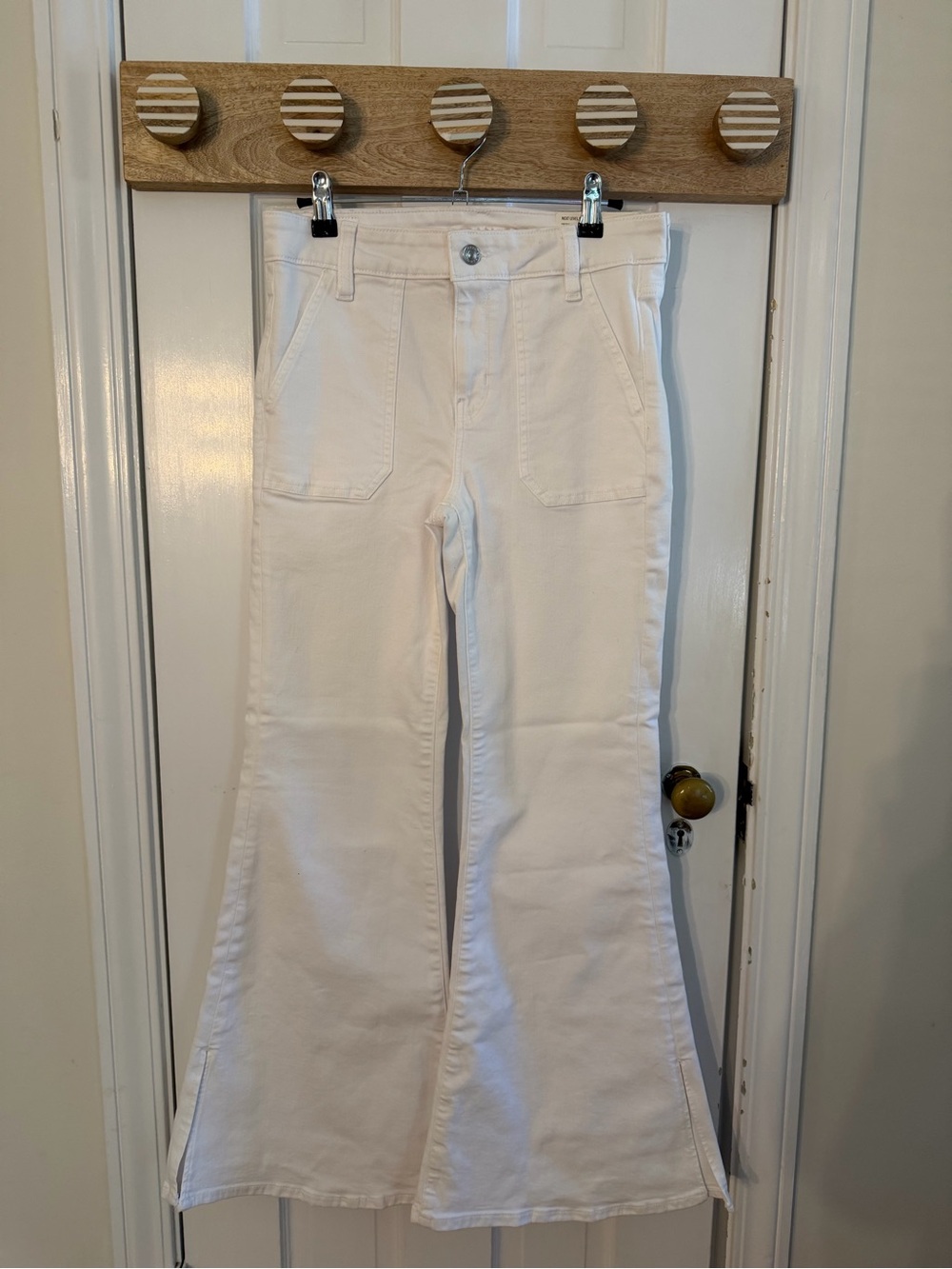 American Eagle Festival Flare 4 Short Sparkle White High-Rise Flared Jeans NWT